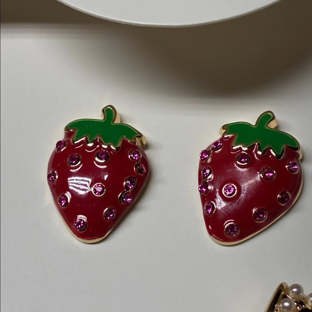 Kate Spade 3 Pair Novelty Earring Set Strawberries Fries Champagne NWT